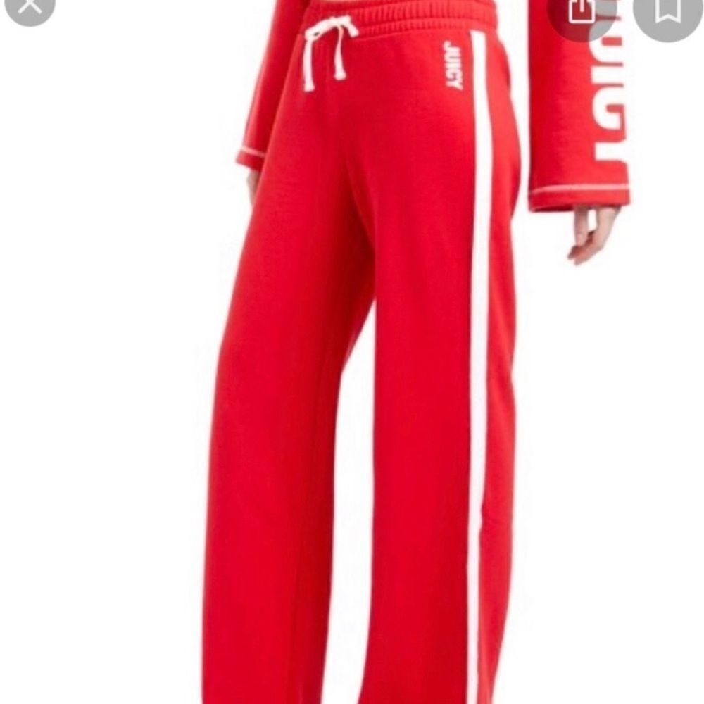 NWT Juicy Couture True Red Track Fleece Wide Leg Pant- Size Small